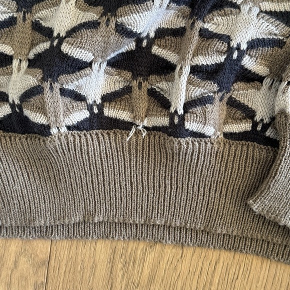 Vintage Saturdays NYC Sweater Mens XL Brown Geometric Granpa Knit Textured Y2K - Picture 5 of 7